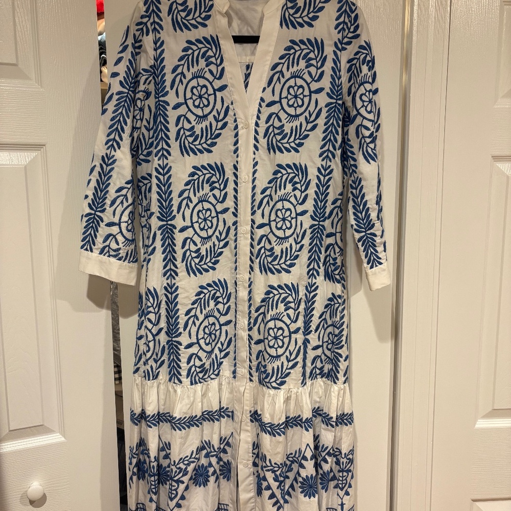 Blue and white Boho Zara dress midi